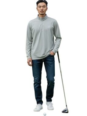Stony Wilds Light Sage Green Bamboo 1/4 Zip Top (L)